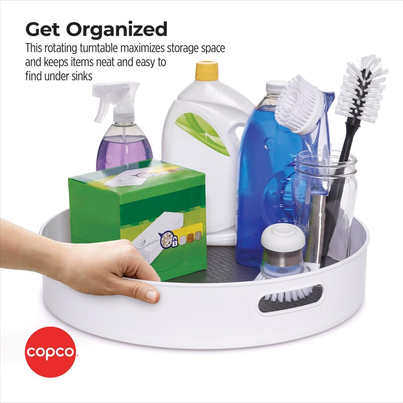 Copco Under-Sink Pantry and Cabinet Organizer, 18-Inch, Revolving Storage Solution, White and Gray - Image 5